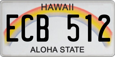 HI license plate ECB512