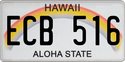 HI license plate ECB516