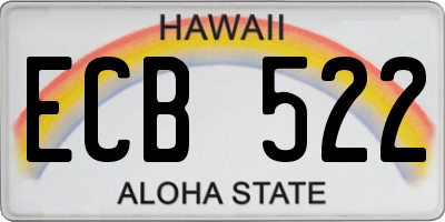 HI license plate ECB522