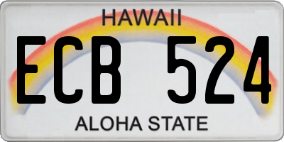HI license plate ECB524
