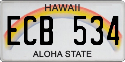 HI license plate ECB534