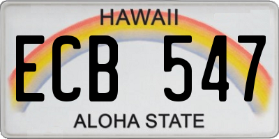 HI license plate ECB547