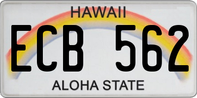 HI license plate ECB562