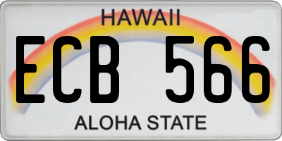 HI license plate ECB566