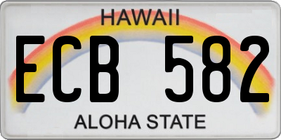 HI license plate ECB582