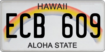 HI license plate ECB609