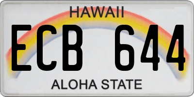 HI license plate ECB644