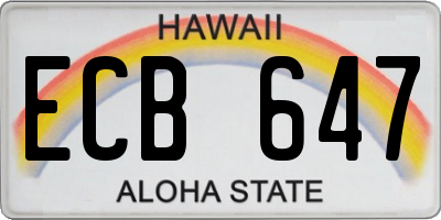 HI license plate ECB647