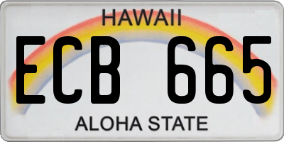 HI license plate ECB665