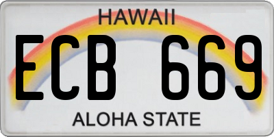 HI license plate ECB669