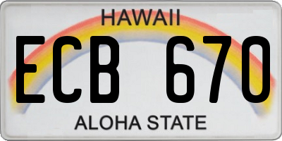 HI license plate ECB670