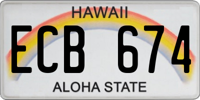 HI license plate ECB674