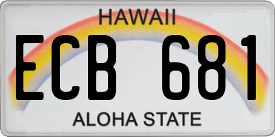 HI license plate ECB681
