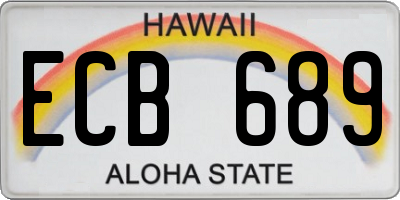 HI license plate ECB689