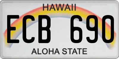 HI license plate ECB690