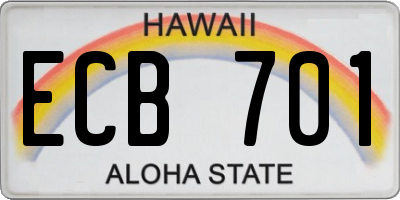 HI license plate ECB701