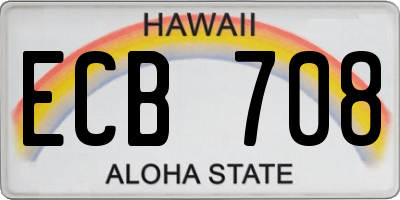 HI license plate ECB708