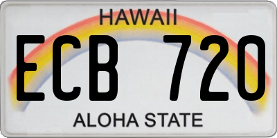 HI license plate ECB720