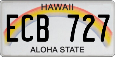 HI license plate ECB727