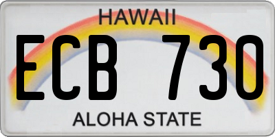 HI license plate ECB730