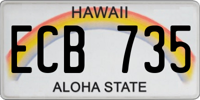 HI license plate ECB735