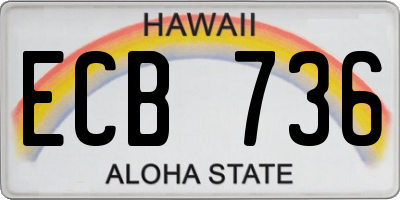 HI license plate ECB736