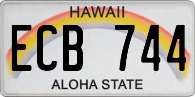 HI license plate ECB744