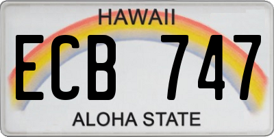 HI license plate ECB747