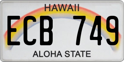 HI license plate ECB749
