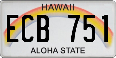 HI license plate ECB751