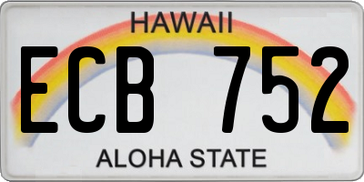HI license plate ECB752