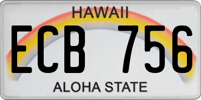 HI license plate ECB756