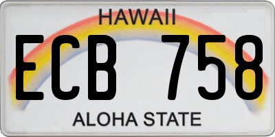 HI license plate ECB758