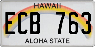 HI license plate ECB763