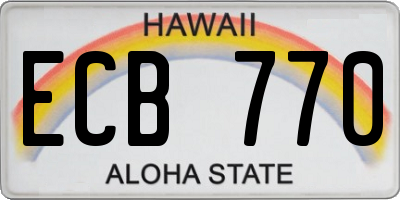 HI license plate ECB770