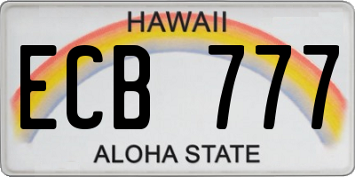 HI license plate ECB777