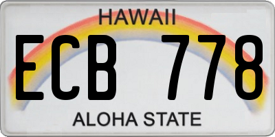 HI license plate ECB778