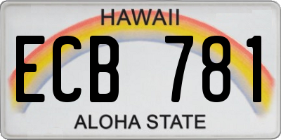 HI license plate ECB781