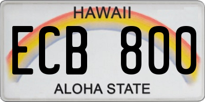 HI license plate ECB800