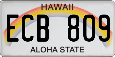 HI license plate ECB809