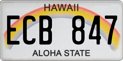 HI license plate ECB847