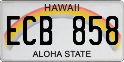 HI license plate ECB858