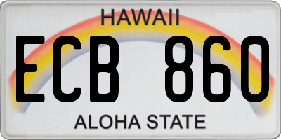 HI license plate ECB860