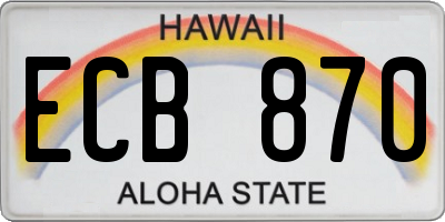 HI license plate ECB870