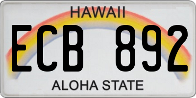 HI license plate ECB892