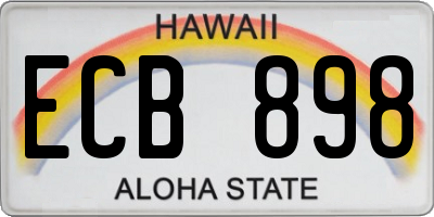 HI license plate ECB898