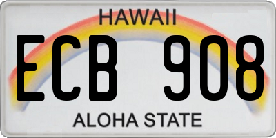 HI license plate ECB908