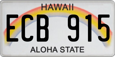 HI license plate ECB915
