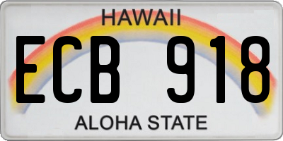 HI license plate ECB918