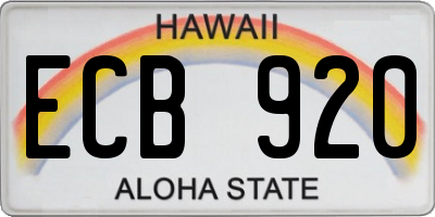 HI license plate ECB920